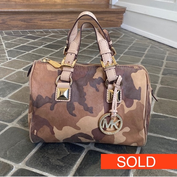 Vintage Michael Kors Leather, Camo Handbag - Picture 1 of 6